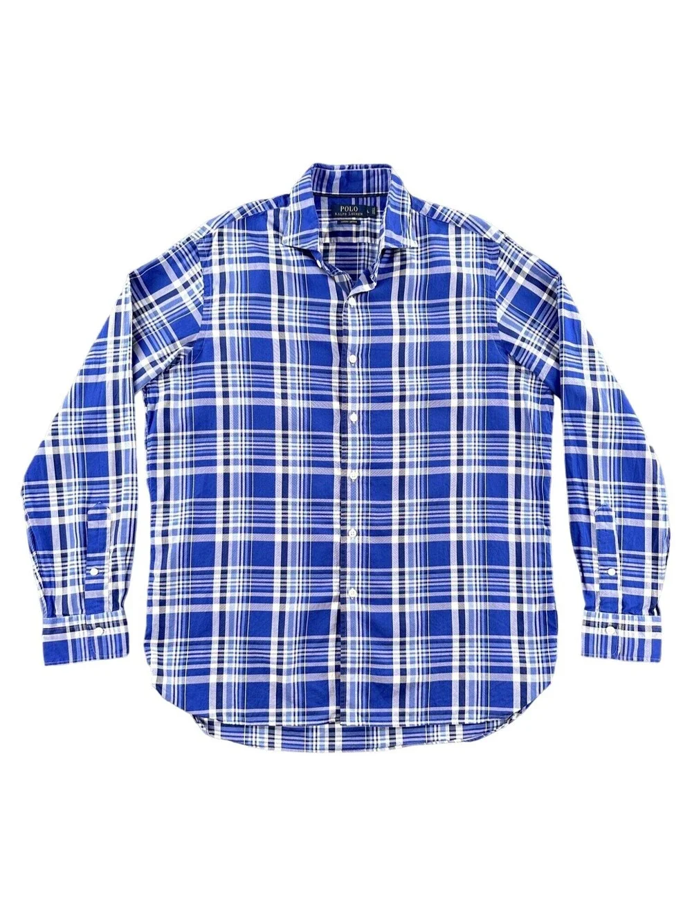 Polo Ralph Lauren Blue Plaid Luxury Oxford Shirt Large